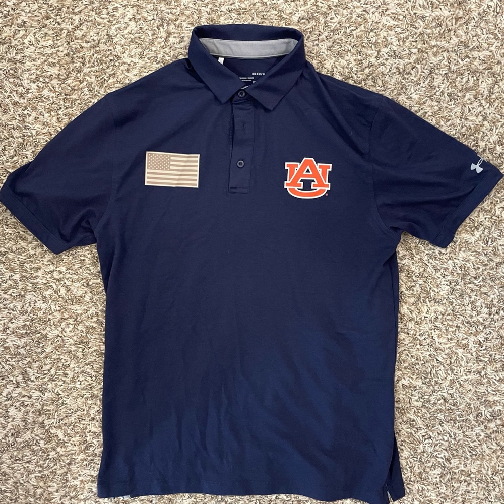 Auburn Under Armour Medium Military Appreciation Navy Polo
